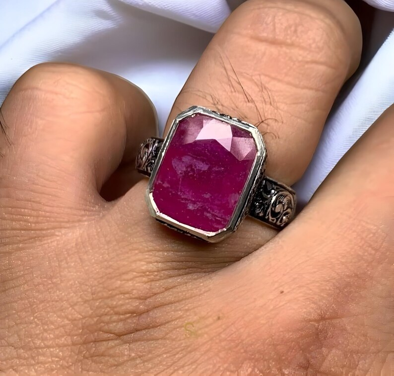 Ruby ring, Red Mens ruby ring, Silver ring, Ruby Gemstone ring, Engagement ring, Natural ruby ring, Anniversary gift for him, Mens rings