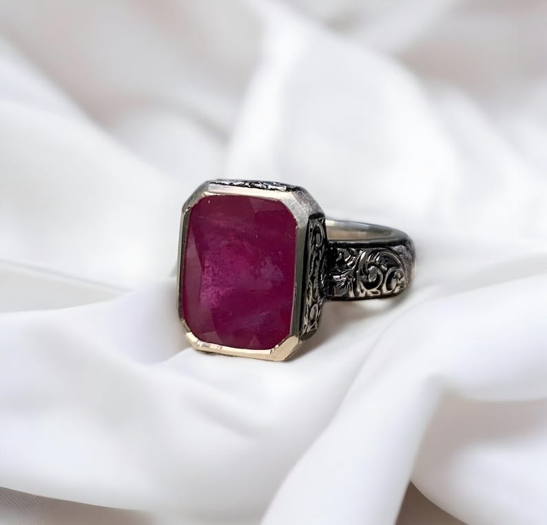 Ruby ring, Red Mens ruby ring, Silver ring, Ruby Gemstone ring, Engagement ring, Natural ruby ring, Anniversary gift for him, Mens rings