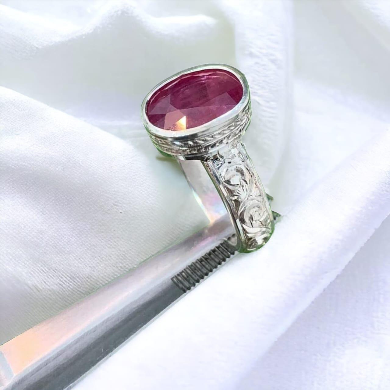 Natural Ruby Ring Sterling Silver 925 Handmade Enrgraved Band Men Women Real Ruby Yaqoot Ring Original Man Woman Gift Ring July Birthstone