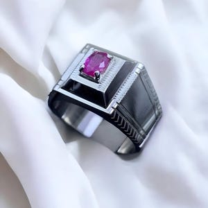 Ruby ring, Red Mens ruby ring, Silver ring, Ruby Gemstone ring, Engagement ring, Natural ruby ring, Anniversary gift for him, Mens rings