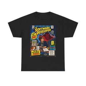 Camiseta para desarrolladores de software, camiseta divertida para programadores, camiseta con estampado de cómic de programación, regalo para desarrolladores, regalo para programadores informáticos, camiseta con humor tecnológico