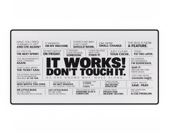 Funny Programmer Desk Mat, Software Developer Gift, Coding Desk Pad, Programmer Humor, Computer Science Gift, IT Works Don’t Touch It