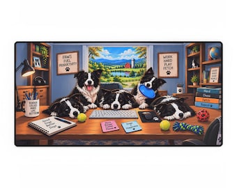 Alfombrilla de escritorio con diseño de Border Collie, alfombrilla de escritorio para amantes de los perros, regalo para amantes de los Border Collie, decoración divertida para la oficina en casa, accesorio de oficina para mamás perrunas, alfombrilla de escritorio para trabajar desde casa.