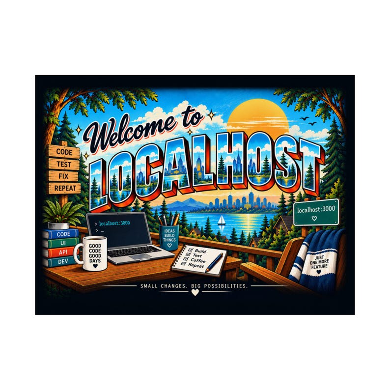 Póster de Localhost / Arte mural con humor para desarrolladores / Regalo para programadores / Decoración de programación / Arte para la oficina de un ingeniero de software imagen 2