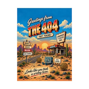 404 Not Found Poster, Programmer Humor, Developer Gift, Tech Office Decor