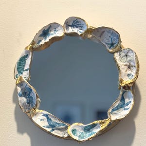 10” Coastal Mirror (White Oysters)
