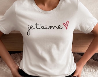 Je t'aime Heart Tic Tac Toe Tee - Ich liebe dich Französisches doppelseitiges T-Shirt