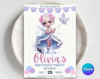 Invito di compleanno modificabile per principesse: festa per ragazze reali (download digitale)