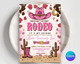 Invitación editable de cumpleaños de vaquera: Fiesta del Oeste (Descarga digital)