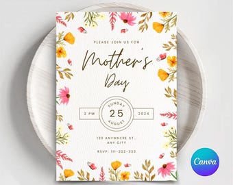 Floral Mother's Day Brunch Invitation Template (Digital Download)