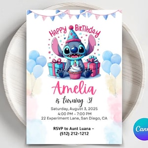 Invitation d'anniversaire de point, point et invitation d'ange, invitation de partie de point, modèle imprimable éditable de toile en téléchargement numérique