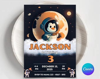 Editable Space Birthday Invitation: Astronaut Galaxy Party (Digital Download)