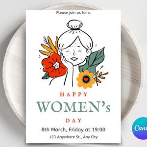 International Women's Day Invitation | Women's History Month | Ladies Brunch Invite | Printable, Digital Invitation