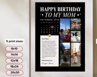 Sjabloon fotolijst verjaardag | Verjaardagscadeau moeder | Gepersonaliseerd verjaardagscadeau voor moeder | Kunstige-decor-muurkunst | Cadeau-voor-beste-moeder