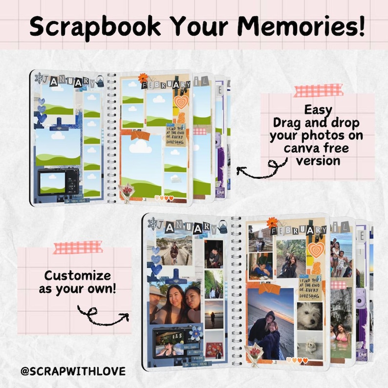 Monthly Dump Scrapbook | Gift for Him | Editable Canva Template | Photo ...