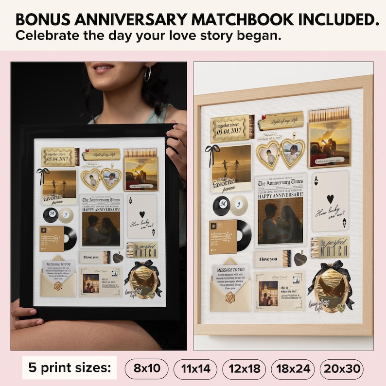 Custom Matchbook Art Bundle | Editable Wall Art | Gift for Him | Couples-Love-Giftful | Custom Gifts for Anniversary | Couplegifted image 7