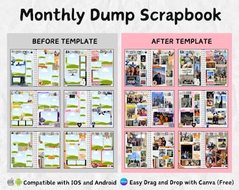 Monthly Dump Scrapbook | Gift for Him | Editable Canva Template | Photo Collage | Custom scrapbook | Wall Art | Homedecorful Gifts