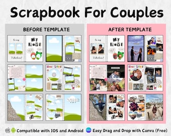 Scrapbook for Couples; Couple Photo Book; Canva Template; Digital Gift for Him and Her; Relationship, Anniversary, Couple, Valentine Gift