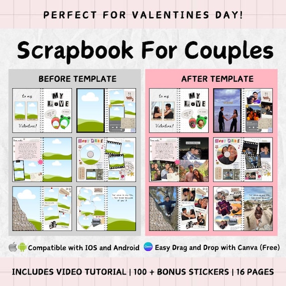 Scrapbook for Couples; Couple Photo Book; Canva Template; Digital Gift for Him and Her; Relationship, Anniversary, Couple, Valentine Gift