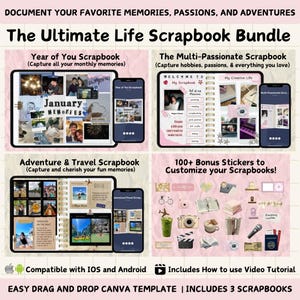 Ultimate Life Scrapbook Template Bundle; Scrapbook Ki; Photo Book; Memory Journal; Canva Template; Photo Album Template; Travel Scrapbook