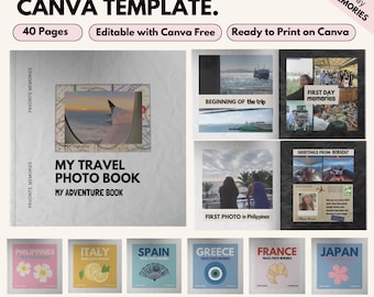 Reizigersfotoboek | Fotoalbum reizen | Op maat gemaakt salontafelfotoboek | Sjabloon Canva-fotoboek | Persoonlijk reizen