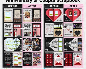 Couple Scrapbook Template | Anniversary & Engagement Gift | Couple Photo Book | Editable Canva Template | Gift for Him | Couplegifted