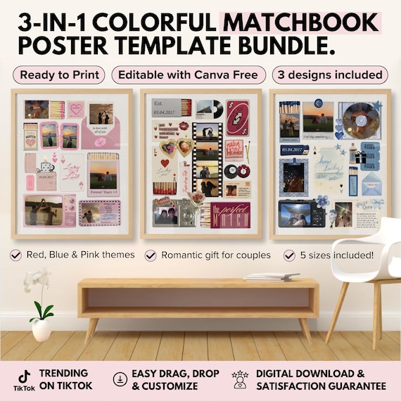 Custom Matchbook Art Bundle | Editable Wall Art | Gift for Him | Giftful-For-Valentines | Custom Gifts for Anniversary | Couplegifted