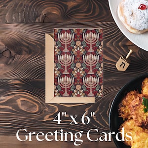 10 cartes de voeux pour la menorah de Hanoucca, papeterie de vacances juives festives rétro, cadeau de Noël juif, Hanoucca