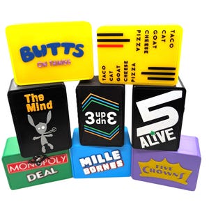 3D Printed Card Game Box Monopoly Deal/Mille Bornes/The Mind/Taco Cat Goat Cheese Pizza/Five Crowns/Butts on Things/Five Alive/3 Up 3 Down