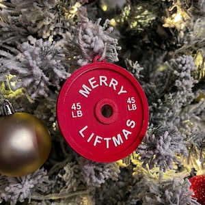 Merry Liftmas Weight Plate Christmas Ornament - Funny Gym Holiday Decoration for Fitness lovers, Bodybuilders, Powerlifters