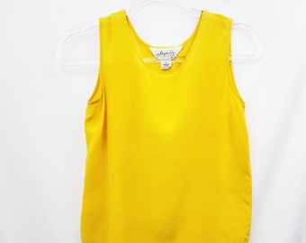 VTG 90s Matte Silk Minimalist Daffodil Yellow Tank EUC 80s 90s / XS-S