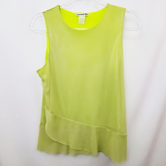 VIVIENNE TAM 90s Neon Green Mesh Layered Tank GUC