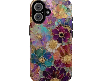 Anpassat målat glas blommor naturälskare presenttelefonskal blommig estetik iPhone 18 17 16 15 14 Pro Max tufft skal Samsung Pixel 8 S23 s24