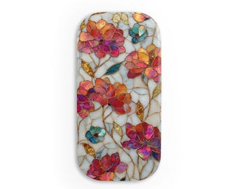 Floral Mosaic Phone Click-On Grip | Blooming Stained Glass Flower Stand