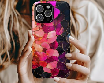 Stained Glass Rose Phone Case: Vibrant Floral Jewel Tones