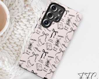 Christian Phone Case: Easter Cross, Bible, Dove Design
