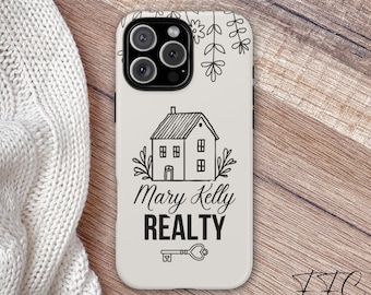 Personalized Floral Coquette Bow Lace Phone Case Custom Real Estate Business Name Agent Gift Logo Phone Cases Modern Lender Broker Gift Bulk