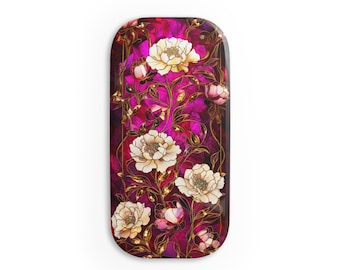 Victorian White Roses Phone Click-On Grip Floral Vintage Scrolls