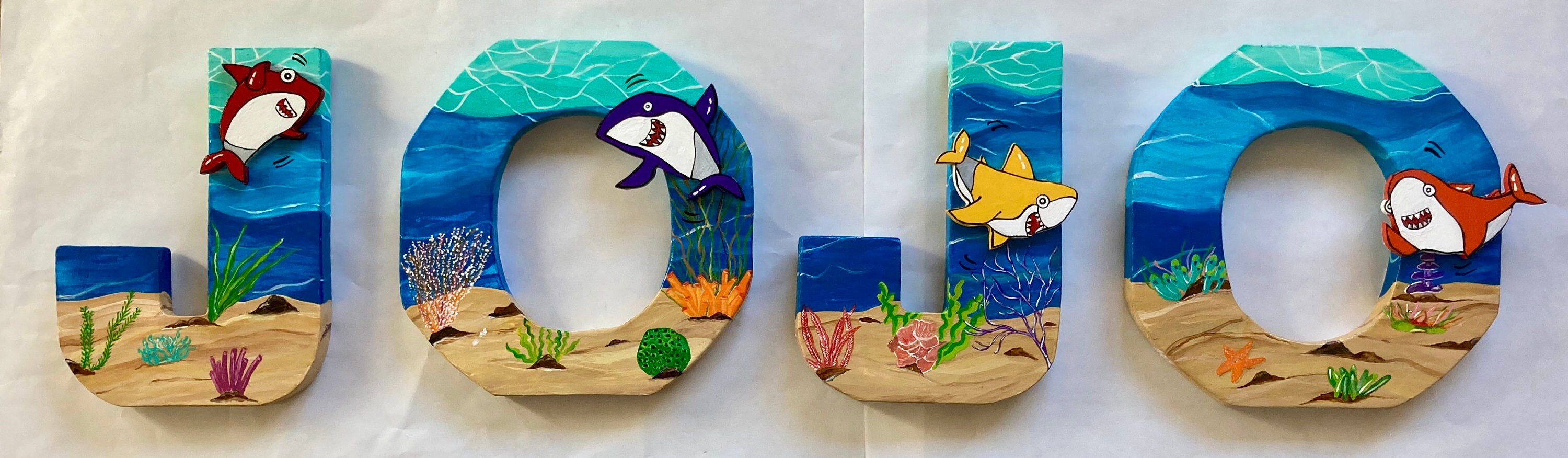 baby shark wood letters price listed is for 1 letter etsy