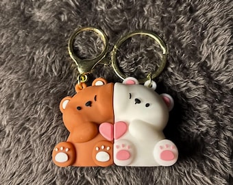 Couple Magnetic Puppy Keychain Set, Cute Dog Pendant Charm, Friends Gift for Lovers