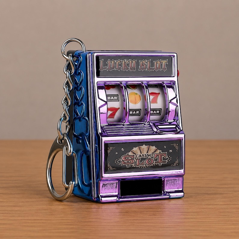 Mini Slot Machine Keychain, Mini Jackpot Toy Key Ring, Gift Idea