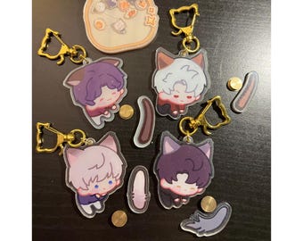 Character Figure Acrylic Keychain,  Tail Wagging Keyring Charm, Cosplay Accessory Gift for Fans