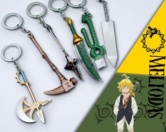 Anime Metal Axe Keychain, Escanor Rhitta Weapon Pendant, Key Ring Gift for Fans
