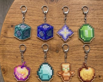 Pixel Game Totem  Keychain, Gaming Acrylic, Collectors Gift for Fans