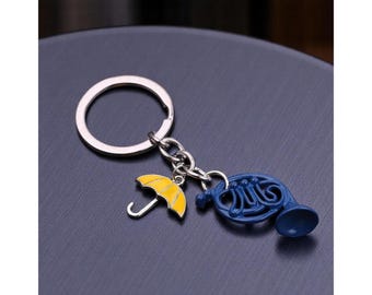 Blue French Horn Keychain, Yellow Umbrella Keyring, How I Met Your Mother Gift