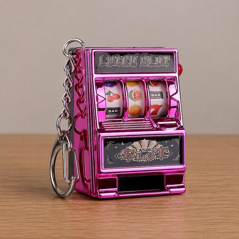 Mini Slot Machine Keychain, Mini Jackpot Toy Key Ring, Gift Idea