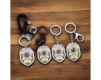 Raccoon City Police Keychain, Leon S Kennedy RPD Badge Keyring, Gift For Him