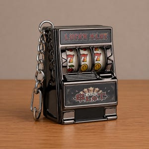 Mini Slot Machine Keychain, Mini Jackpot Toy Key Ring, Gift Idea