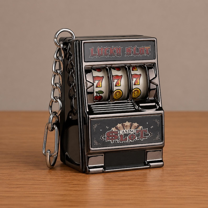 Mini Slot Machine Keychain, Mini Jackpot Toy Key Ring, Gift Idea