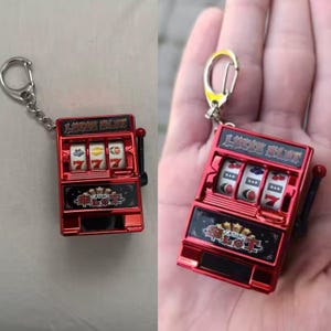 Mini Slot Machine Keychain, Mini Jackpot Toy Key Ring, Gift Idea